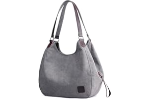 DOURR Women's Multi-pocket Shoulder Bag Fashion Cotton Canvas Handbag Tote Purse