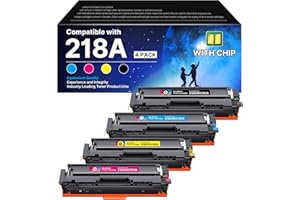 OLORVA 218A Toner Cartridges 4 Pack(with chip) Replacement for HP 218A 218X Toner High Yeild Compatible with HP Color LaserJet Pro MFP 3301cdw 3201dw 3301sdw Printer W2180A Ink Set (B/C/Y/M)