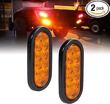 Amazon Com 2pc 6 Amber Oval Led Trailer Tail Light Kit Dot Fmvss 108 Sae I6 Grommet Plug Included Ip67 Waterproof Park Turn Signal Marine Trailer Lights For Boat Trailer Rv