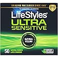 LifeStyles Ultra Sensitive Premium Lubricated Natural Latex Condoms Value Pack - 50 Count, 1 Pack - Triple Tested for Best Protection, Made with UltraGlide Silicone Lube