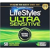 LifeStyles Ultra Sensitive Premium Lubricated Natural Latex Condoms Value Pack - 50 Count, 1 Pack - Triple Tested for Best Pr