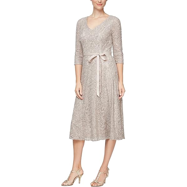 Alex Evenings womens Plus-size Midi Length Fit and Flare Special Occasion  Dress, Buff, 16 Plus at Amazon Women's Clothing store