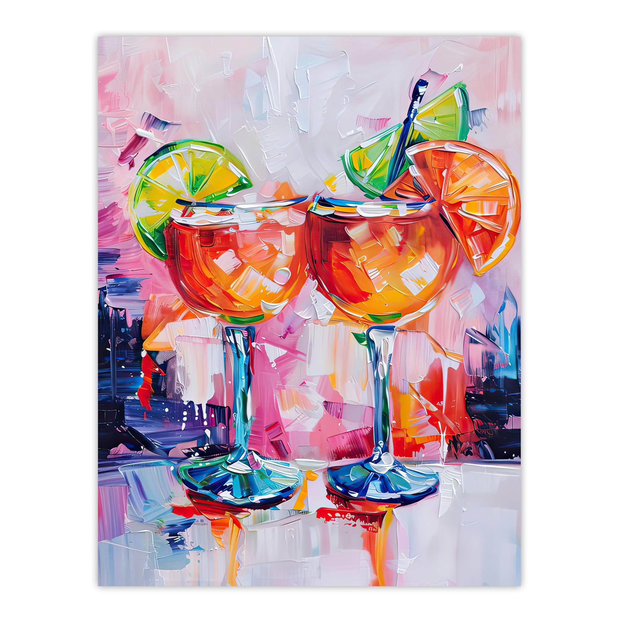 Artery8 Aperol Spritz Cocktails Oil Painting Colourful Kitchen Extra Large XL Wall Art Poster Print