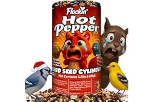FLOCKIN' Hot Pepper Bird Seed Cylinders with Hole – Spicy Birdseed to Reduce Squirrels – Bird Seeds for Outside Wild Birds – No Mess Birdseed – Hot Birdseed with No Filler – All Natural, USA Made (4" x 7.75")