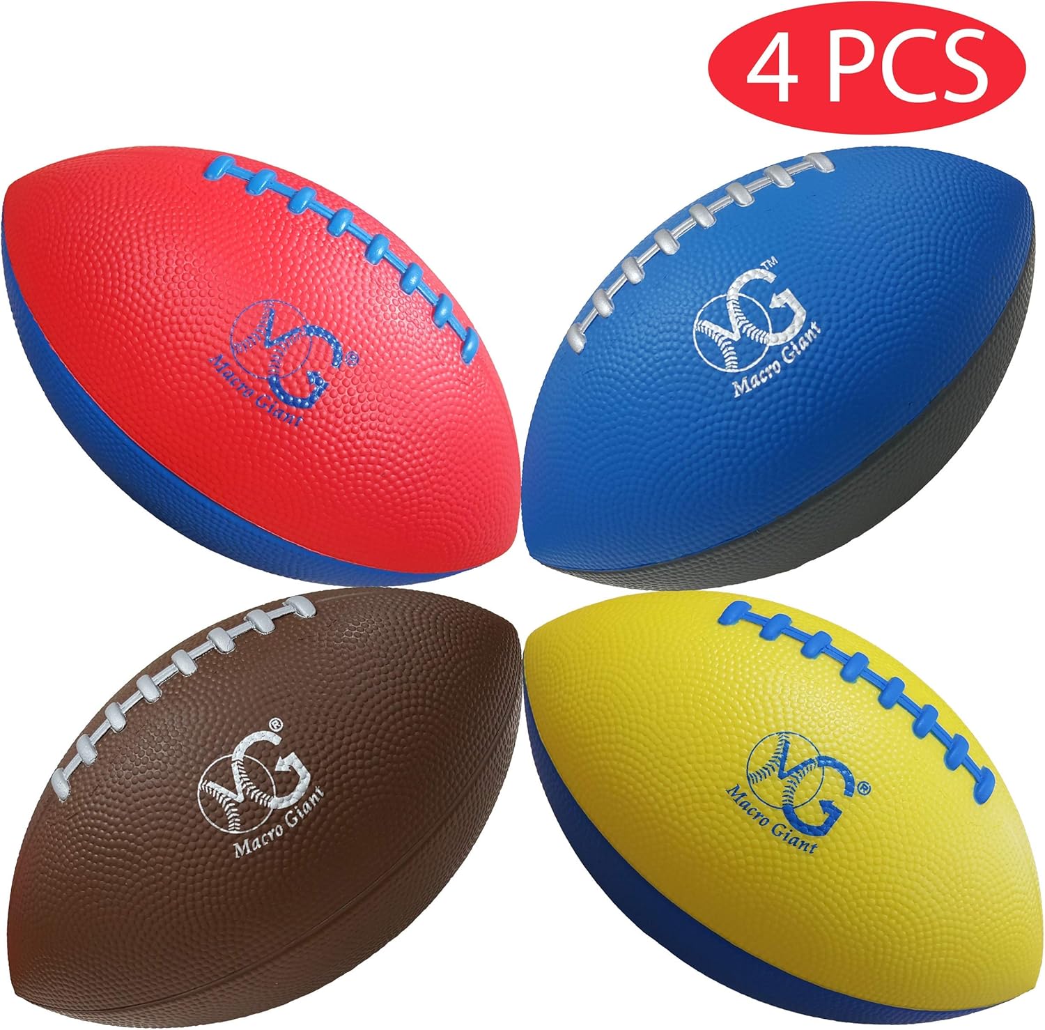 Macro Giant 9 Inch Safe Mini Soft Foam American Football,Set of 4