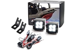 iJDMTOY LED Rear Backup/Reverse/Search Light Compatible with 2014-up Polaris RZR XP 1000, 15-up RZR 900, Include 20W High Power LED Cubes, Rear C-Pillar Mount Brackets & On/Off Switch Wiring Kit