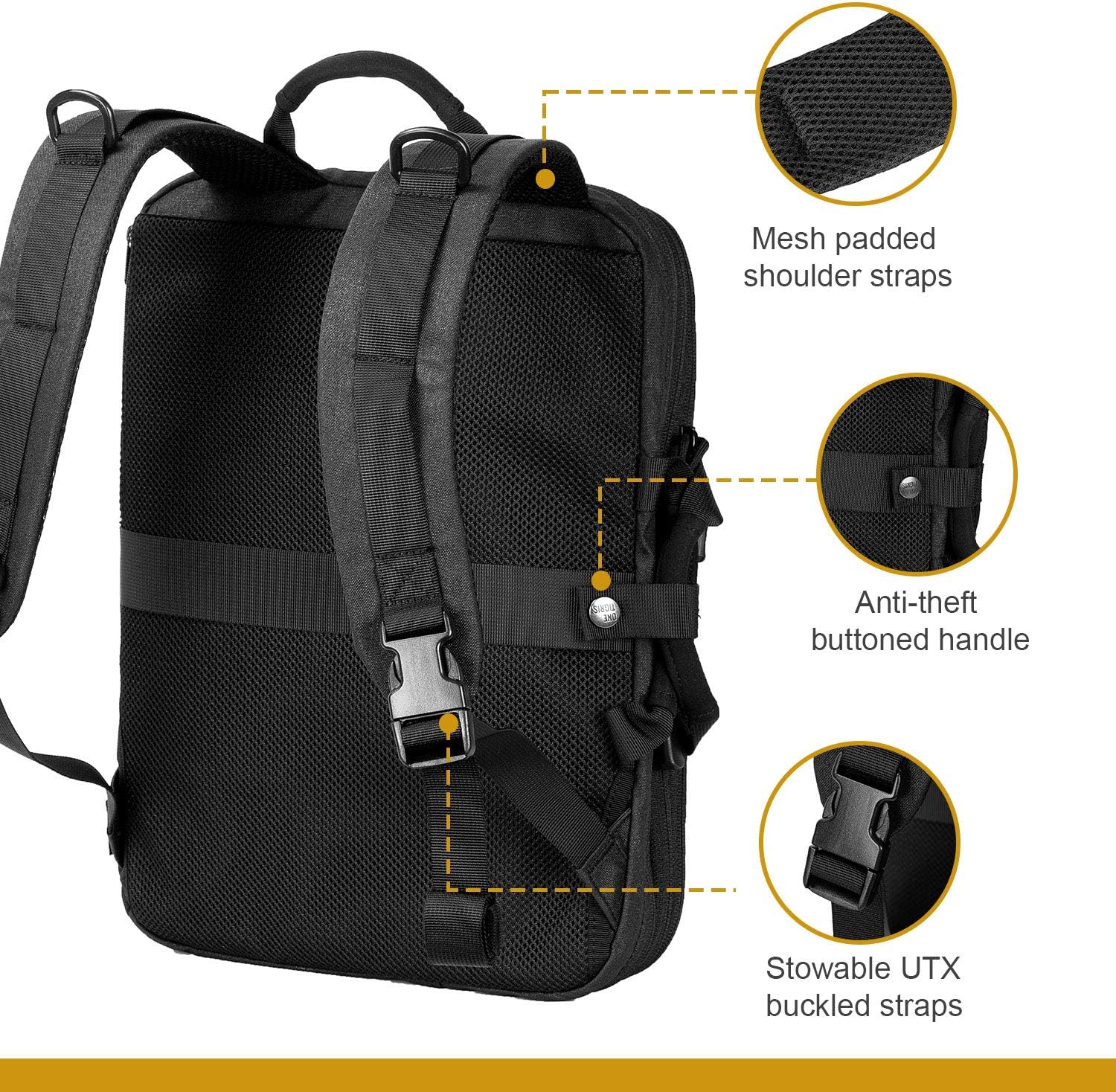 OneTigris Convertible Briefcase Backpack ROC GO Laptop Brief Pack for Travel Business School Urban Daily Carry (Black) - Image 5