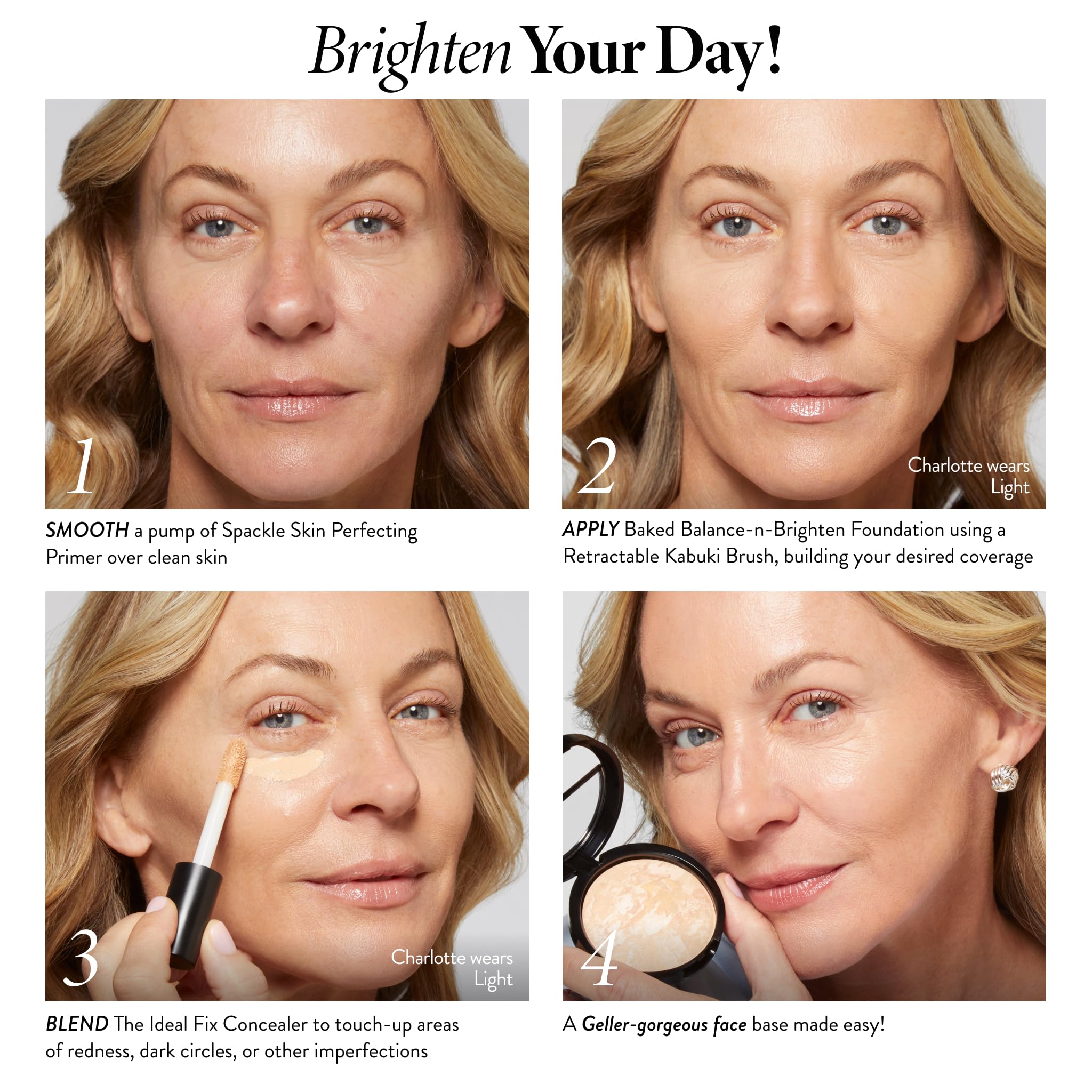 LAURA GELLER NEW YORK Award-Winning Baked Balance-n-Brighten Color Correcting Powder Foundation - Porcelain - Buildable Light to Medium Coverage - Demi-Matte Natural Finish