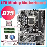 Lodokdre B75 ETH Mining Motherboard Kit 4GB RAM 128GB SSD CPU Fan Cable view 5