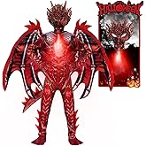 digi Dragon Costume for kids,Halloween costume Scary Goblin Dragon Full Body Jumpsuit with Wings Tail Spikes for boy 4-12