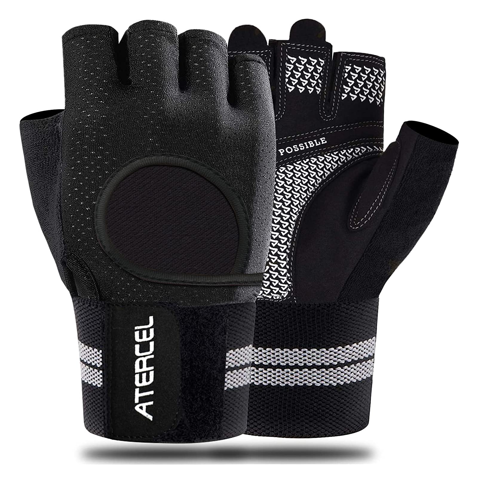 ATERCEL Weight Lifting Gloves Breathable Workout Gloves with Wrist Support for Gym, Exercise, Pull ups, Super Lightweight for Mens and Women, Full Palm Protection