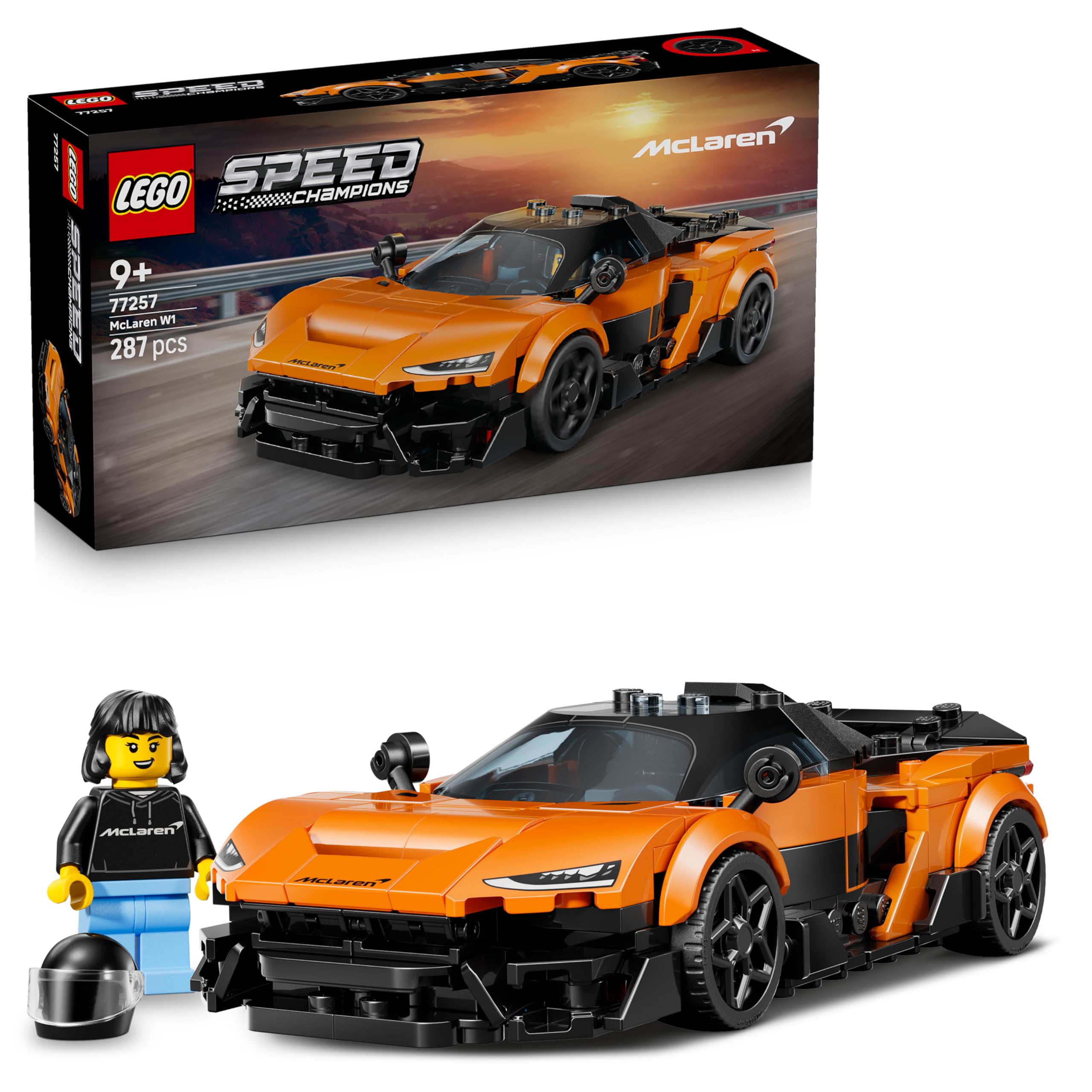 LEGO Speed Champions McLaren W1 - Modellauto mit sammelbarer Fahrer Minifigur - Geburtstagsgeschenkidee für Jungen ab 9 Jahren und Motorsportfans - 77257