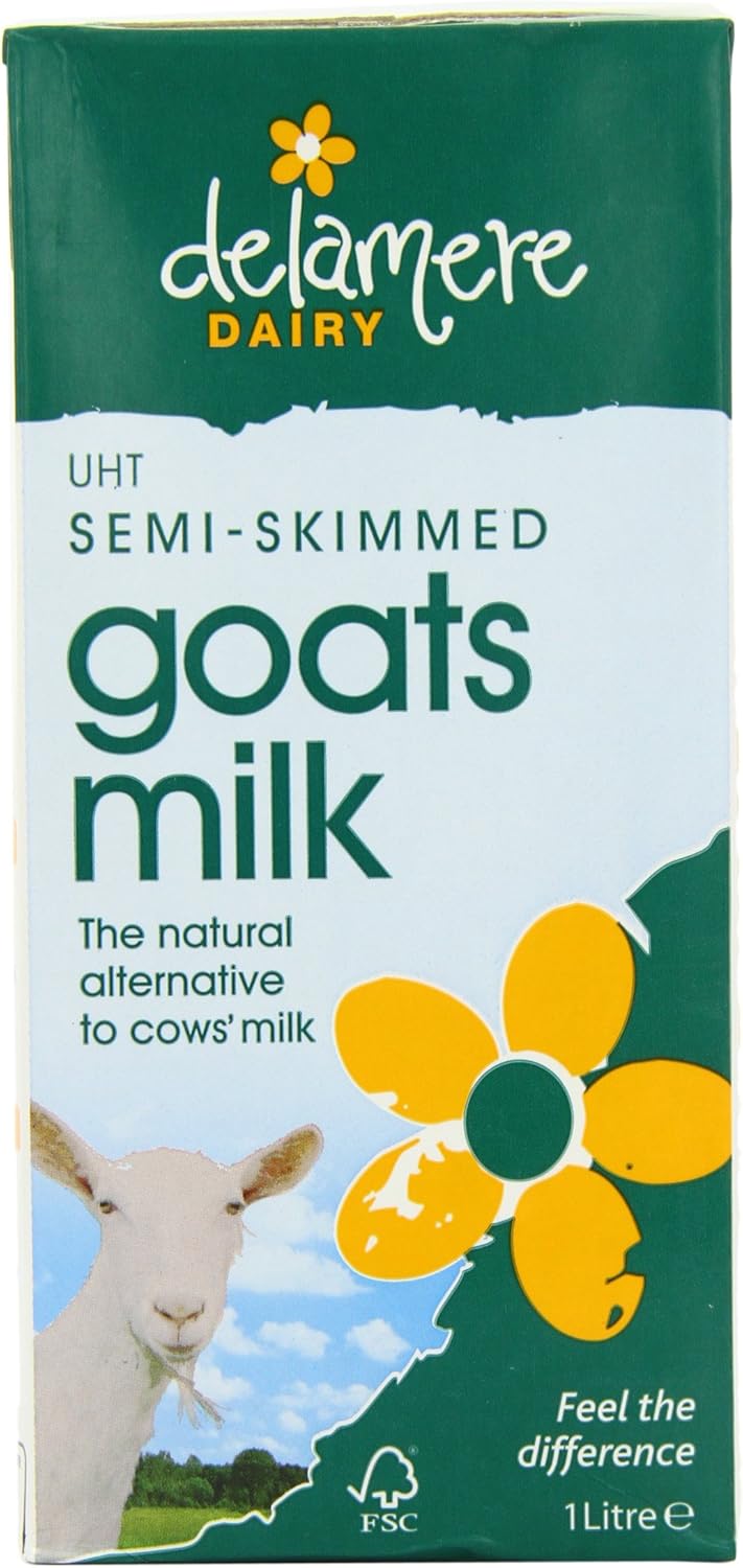 Delamere Dairy Uht Semiskimmed Goats Milk 1 Litre (Pack of 6) Amazon