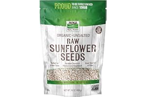 NOW Foods, Certified Organic Sunflower Seeds, Raw and Unsalted, Source of Fiber and Vitamin E, Hulled for Great Taste, Certified Non-GMO, 16-Ounce (Packaging May Vary)