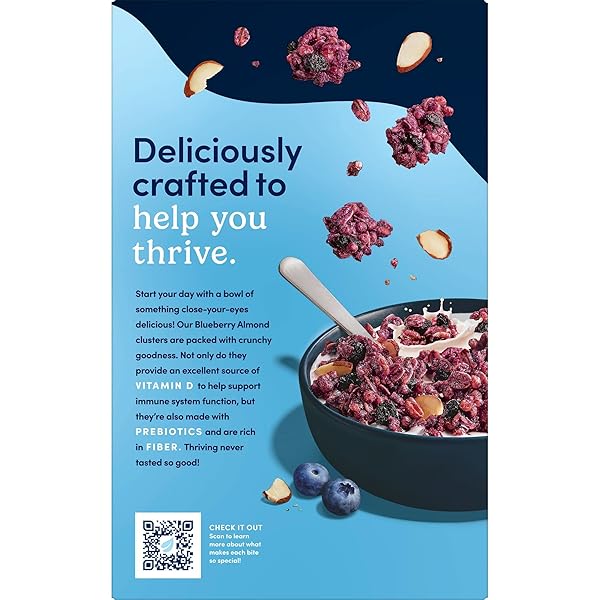 KASHI COLD BREAKFAST CEREAL, EXCELLENT SOURCE OF VITAMIN D, FIBER CEREAL, BLUEBERRY ALMOND, 14.5OZ BOX (1 BOX)