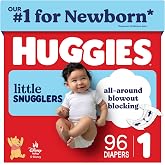 Huggies Little Snugglers Diapers Size 1, 96 Count | Blowout Protection, Leakproof Protection, Luxury Softness, FastAbsorb Sys