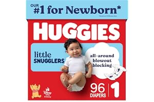 Huggies Little Snugglers Diapers Size 1, 96 Count | Blowout Protection, Leakproof Protection, Luxury Softness, FastAbsorb System, Hypoallergenic, Fragrance Free