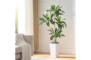 FSOHOI Artificial Dracaena Tree 5FT Artificial Plant Indoor Silk Trees Faux Tree Fake Plants Tropical Yucca Floor Plant with 