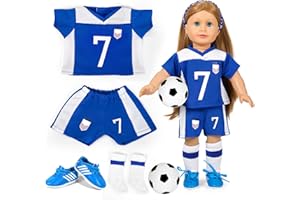 ARTST American 18 inch Doll Clothes Accessories-Soccer Uniform Compatible with 18 Inch Girl Dolls (Sports)