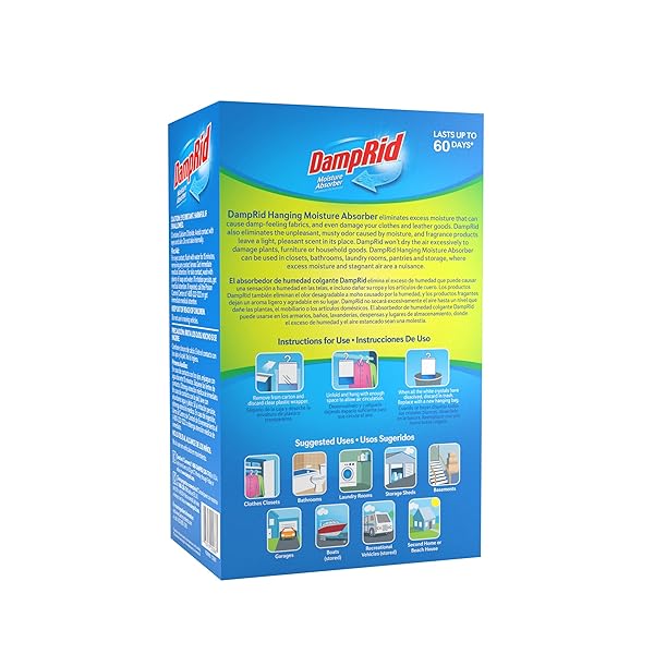 DAMPRID HANGING BAG, MOISTURE ABSORBER, PACK OF 3 (16 OZ. EA.), 3 PACK, BLUE