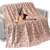 Rezutan Dog Blankets for Dogs - Large & Medium Soft Fuzzy Flannel Pet Blankets for Dogs & Cats, Washable, Reversible Cow Print, Comfortable & Cozy, 60" x 50" (Brown)
