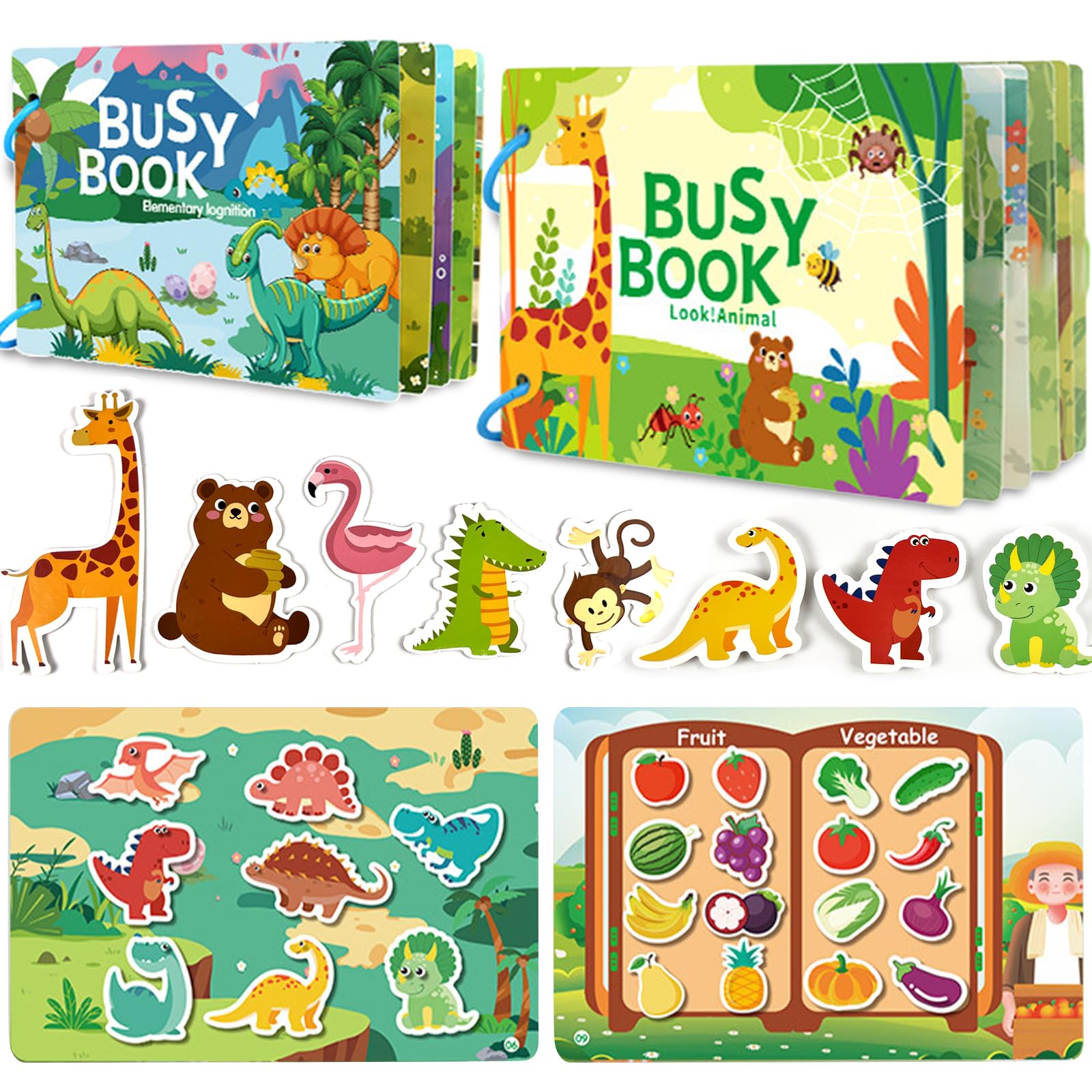 Guopai Montessori Busy Book for Toddlers, Educational Activity Book for 1-5 Year Old Boys & Girls, Sensory Learning Toy for Preschool, Travel Quiet Book for Early Development
