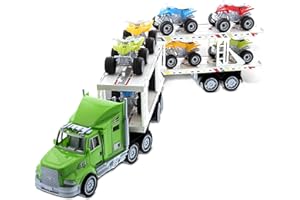 Mozlly Friction-Powered ATV Monster Truck Hauler Playset – Fun Truck and Trailer Toy for Kids, ATV Carrier Vehicle Set, Great Monster Gift for Boys and Girls, Styles May Vary