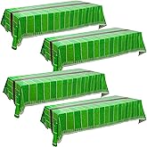 Erweicet Plastic Football Field 4 Pack Tablecloth, 55x106 inches, Multi Color, Water Washable, Reusable, Sport Theme Party Decoration