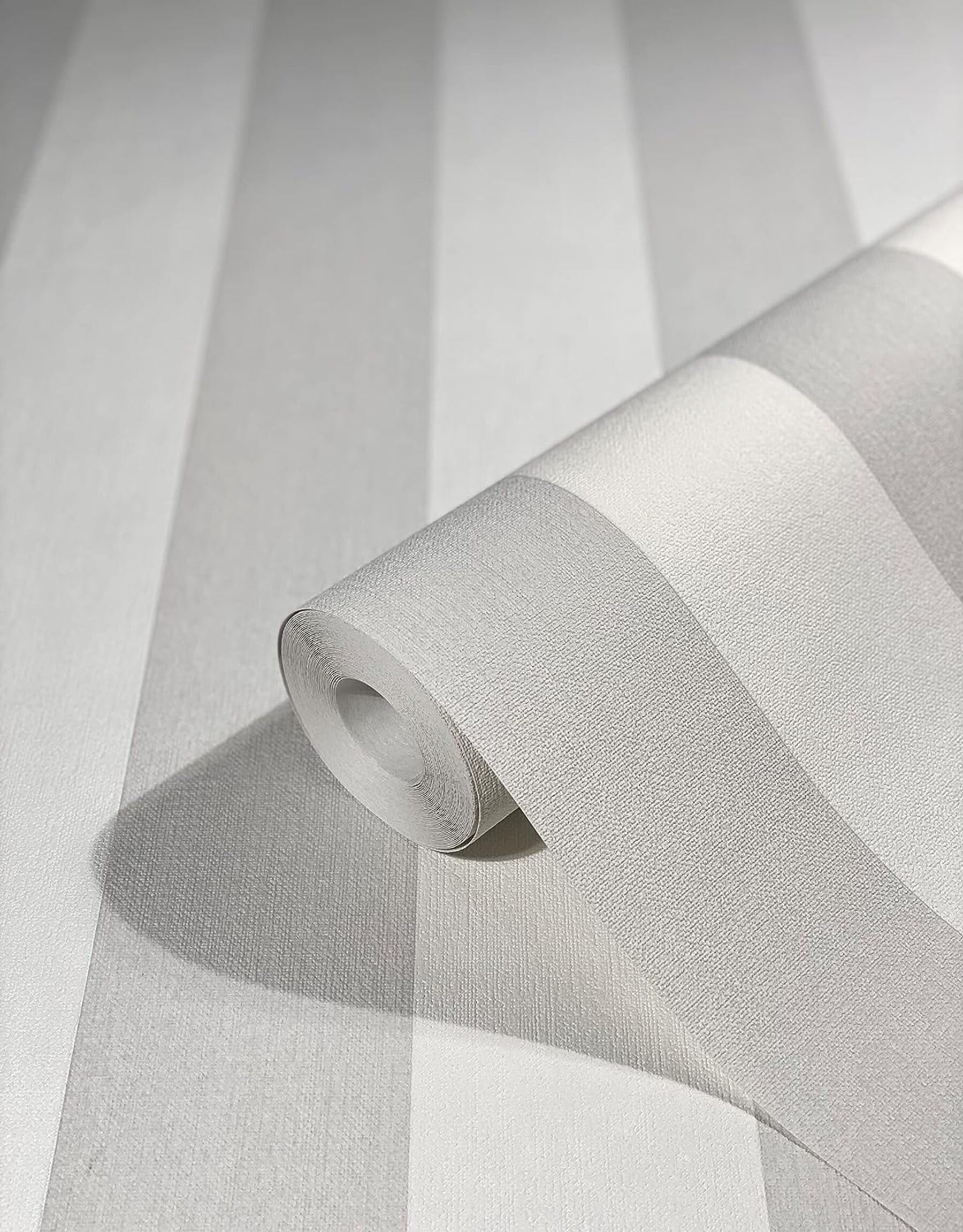 WALLCOVER White Grey Non-Woven Striped Wallpaper - Country House White Lines Modern Block Stripe - Fine Structure 10.05 x 0.53 m - Made in Germany