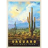 MyPuzzle Saguaro National Park: Desert Daybreak, Vintage Poster - Premium 1000 Piece Jigsaw Puzzle for Adults