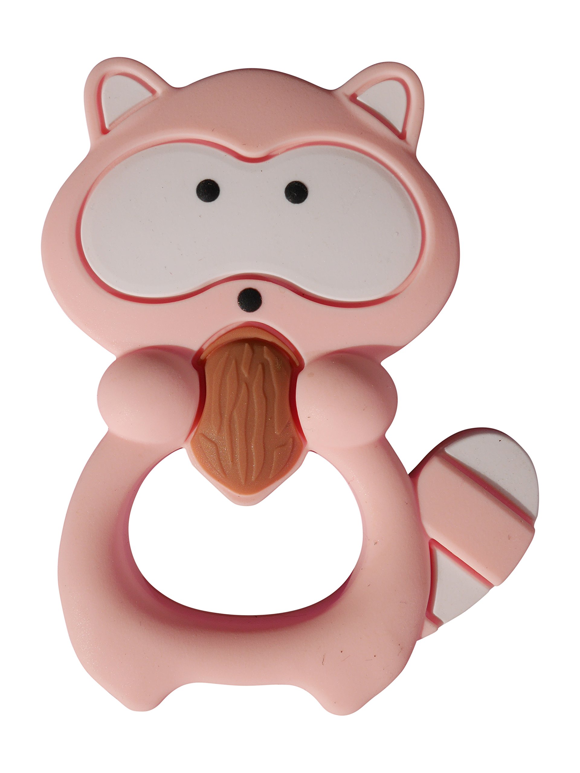 MilkMama Racoon Silicone Teether Soother Teething Sensory Chewy Chewelry BPAp, 7 Colours (rosa)
