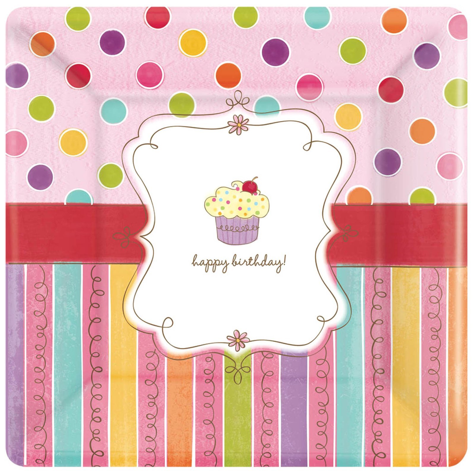 amscan International 25.4 cm Sweet Stuff Paper Plates Square, Pack of 8