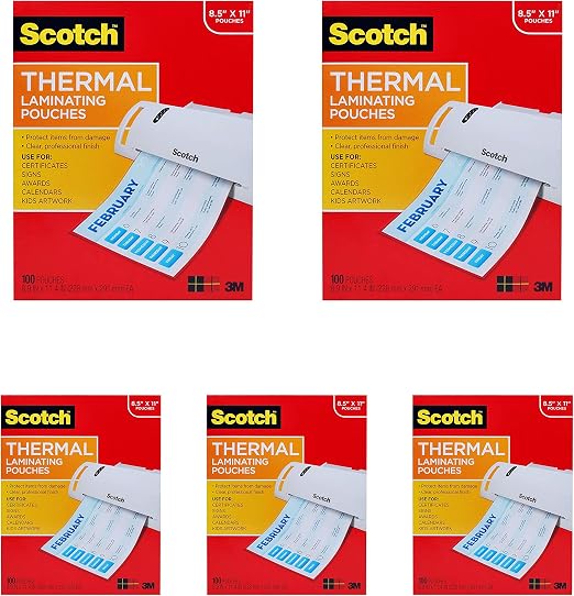 Amazonbasics Thermal Laminating Pouches - 8.9-Inch X 11.4-Inch, Pack Of 100 (7487993825699)