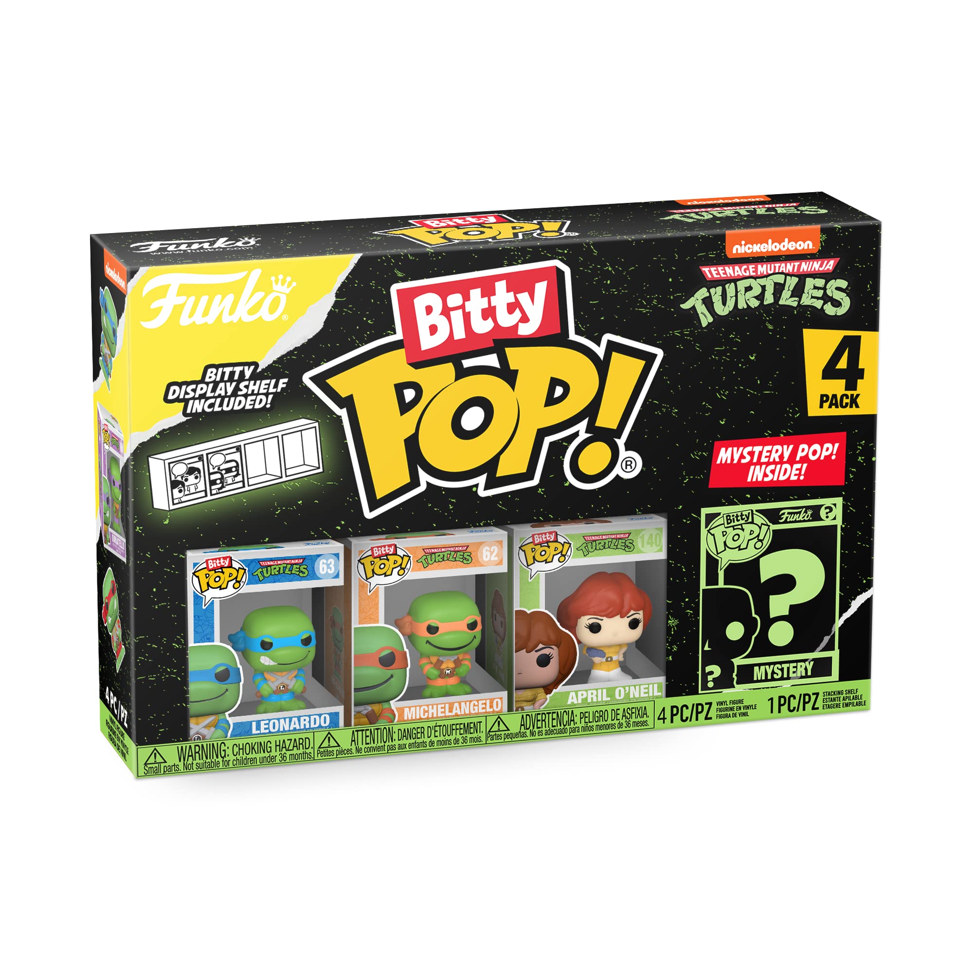 Funko Bitty POP! Teenage Mutant Ninja Turtles (TMNT) - Leonardo, 4-Pack - Leonardo, Michelangelo, April O’Neil and A Surprise Mystery Mini Figure - 0.9 Inch (2.2 Cm) Collectable - Gift Idea - TV Fans