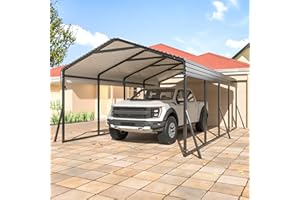 AIRWIRE Carport 12x20 FT Metal Carport with Reinforced Base Outdoor Heavy Duty Garage Galvanized Car Shelter for Pickup, Boat, Car and Tractors