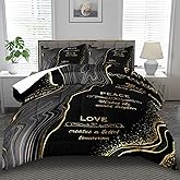 llyxsesty Black and Gold Comforter Set Queen,Marble Comforter for Boys,Black and Gold Bedding Set Queen,Marble Bedding for Girls,Goth Vintage Quilt Aldult,Goth Vintage Bedroom Decor