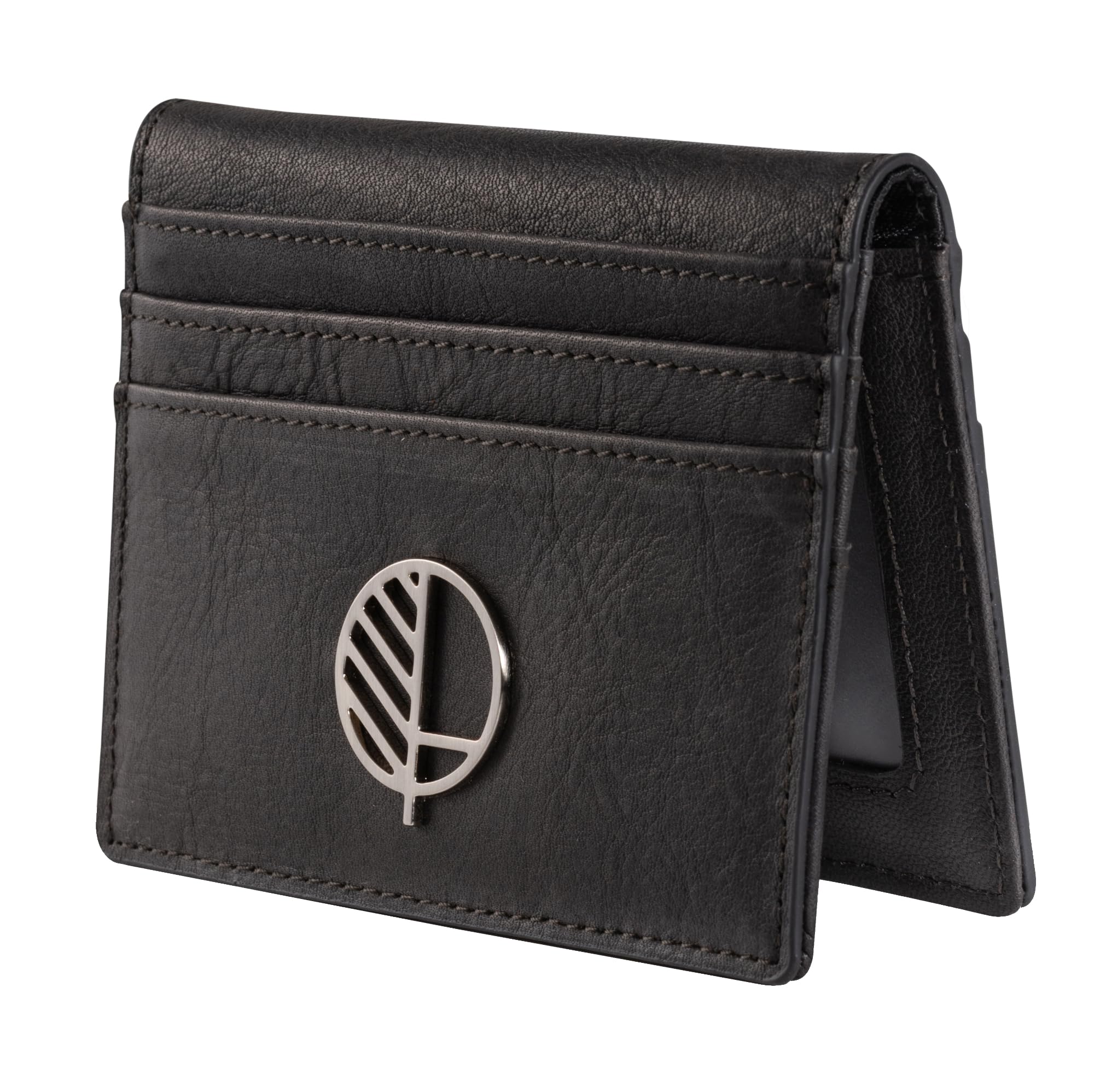 Drew Lennox Hand Crafted Genuine British Leather Travel Card Holder— ID Window— 9 Card Slots— 2 Slip Pockets— Slim Compact Wallet for Travel Bus Pass ID License Oyster Card— Gift Box— Charcoal Grey