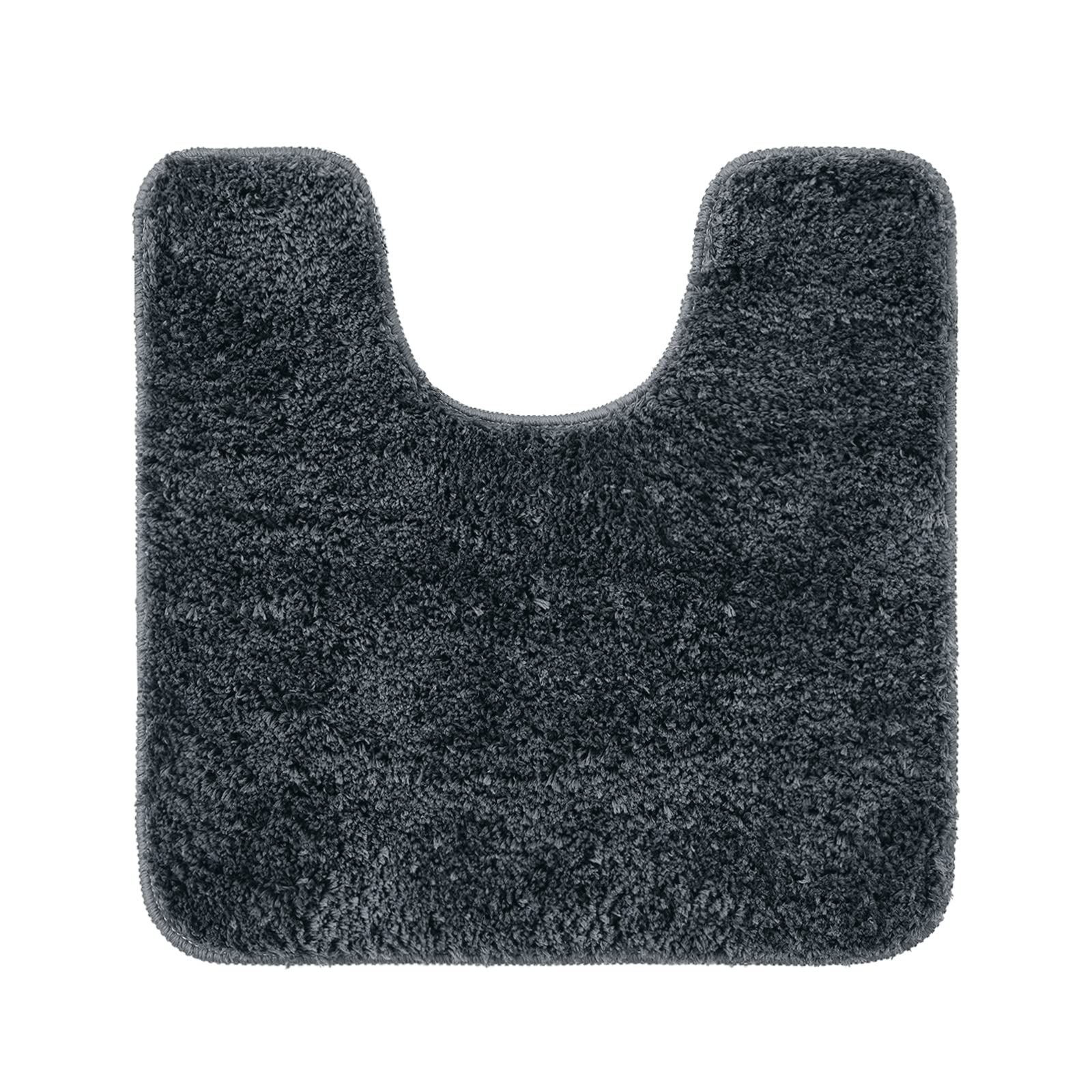 MIULEE Absorbent WC Toilet Rug Non Slip U Shape Bath Mat with High Hydroscopicity Rugs Super Soft Cozy and Shaggy Microfiber Rug Carpet for Bathroom 45x45 cm Dark Gray — image 1