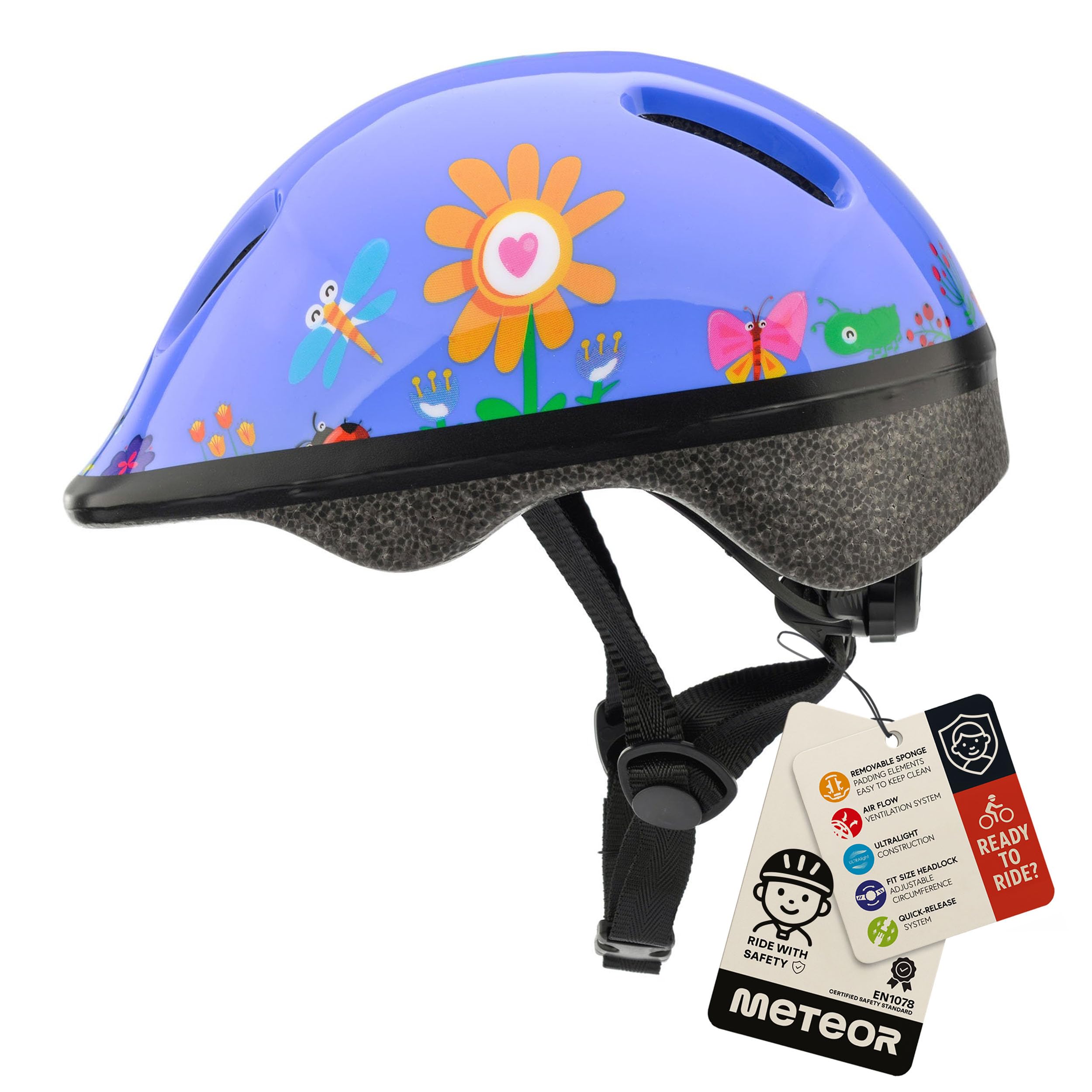 Bike Helmet For Baby, Kids, Boys, Girls - Cycling Safety Small Sizes Child MTB Bike Bicycle Skateboard Scooter Lightweight Adjustable Breathable - MV6-2 - Size: S S 48-52 cm - Motif : Garden