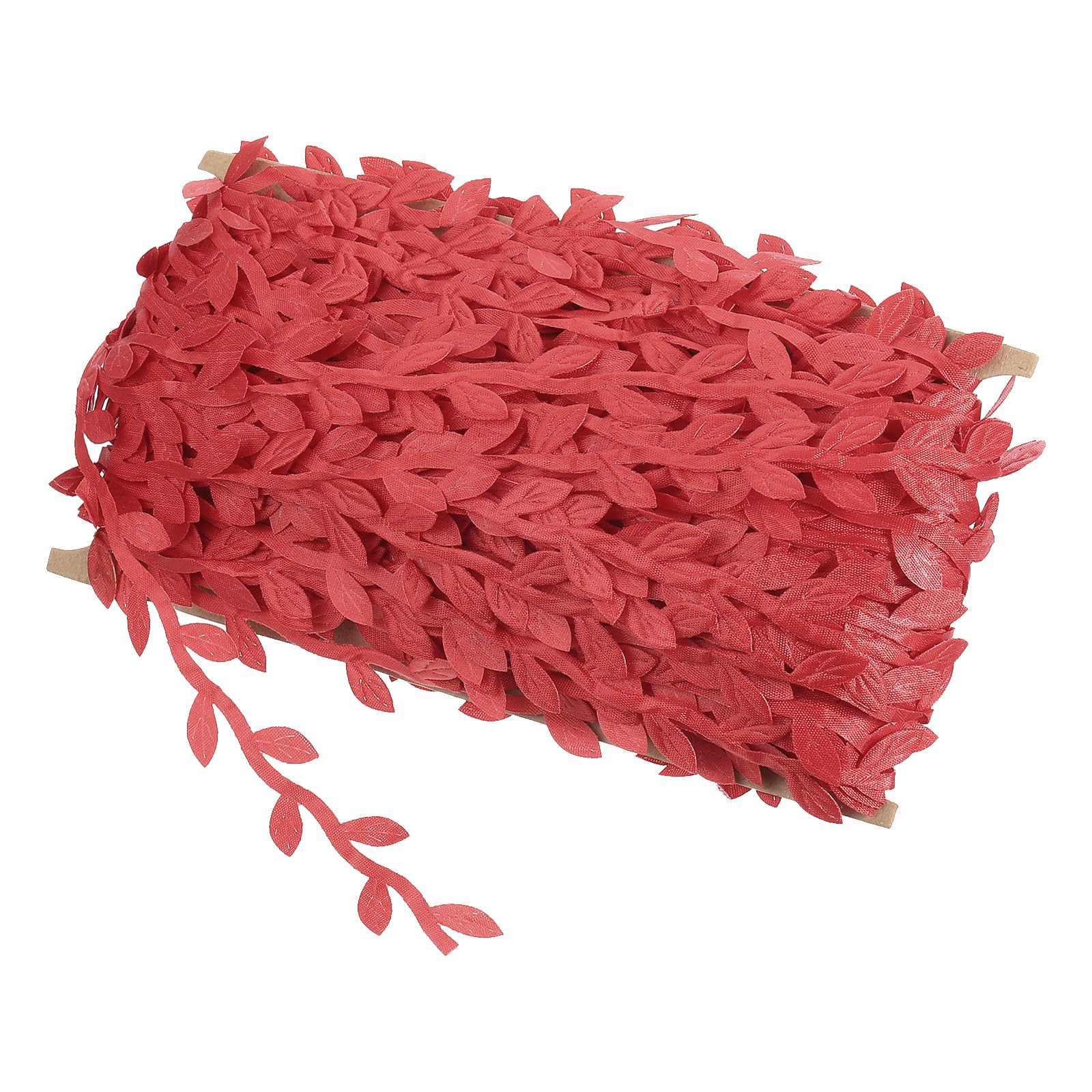 PATIKIL 44 Yards Red Leaf Ribbon, Leaves Trim Rope Artificial Leaf String for Christmas Wreath Making Gift Wrapping Wedding Decoration, Style 7