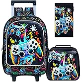 3PCS Rolling Backpack for Girls and Boys， Kids Unicorn Dinosaur Wheeled Bookbag