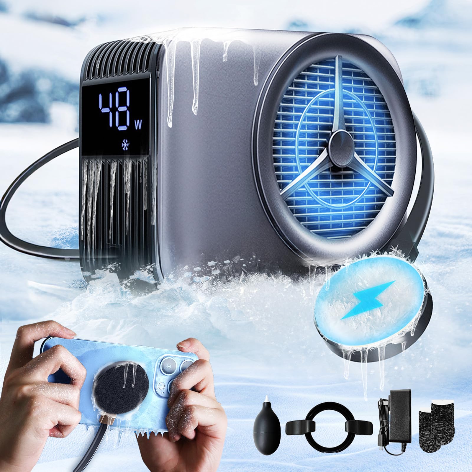 Photo 1 of VALUEAGLE Magnetic Phone Cooler, ipad Cooler for Gaming,Live Streaming, Freeze in 15s, noiseless Cooling,for Phone/Tablet/iPad (Support Wireless Charging)