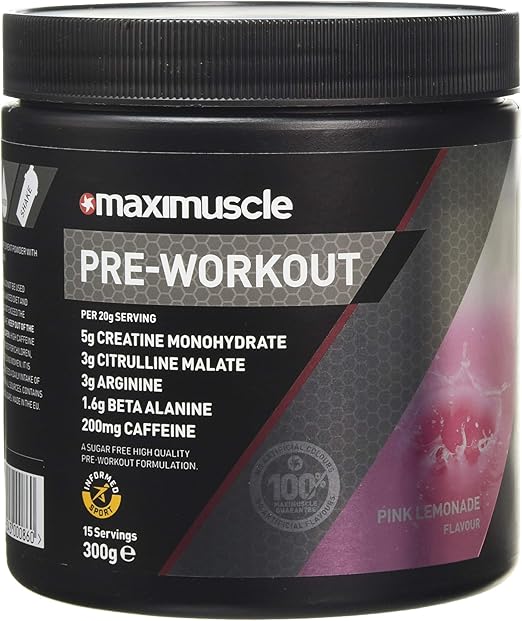 MAXIMUSCLE PreWorkout Pink Lemonade Flavour 330 g Amazon