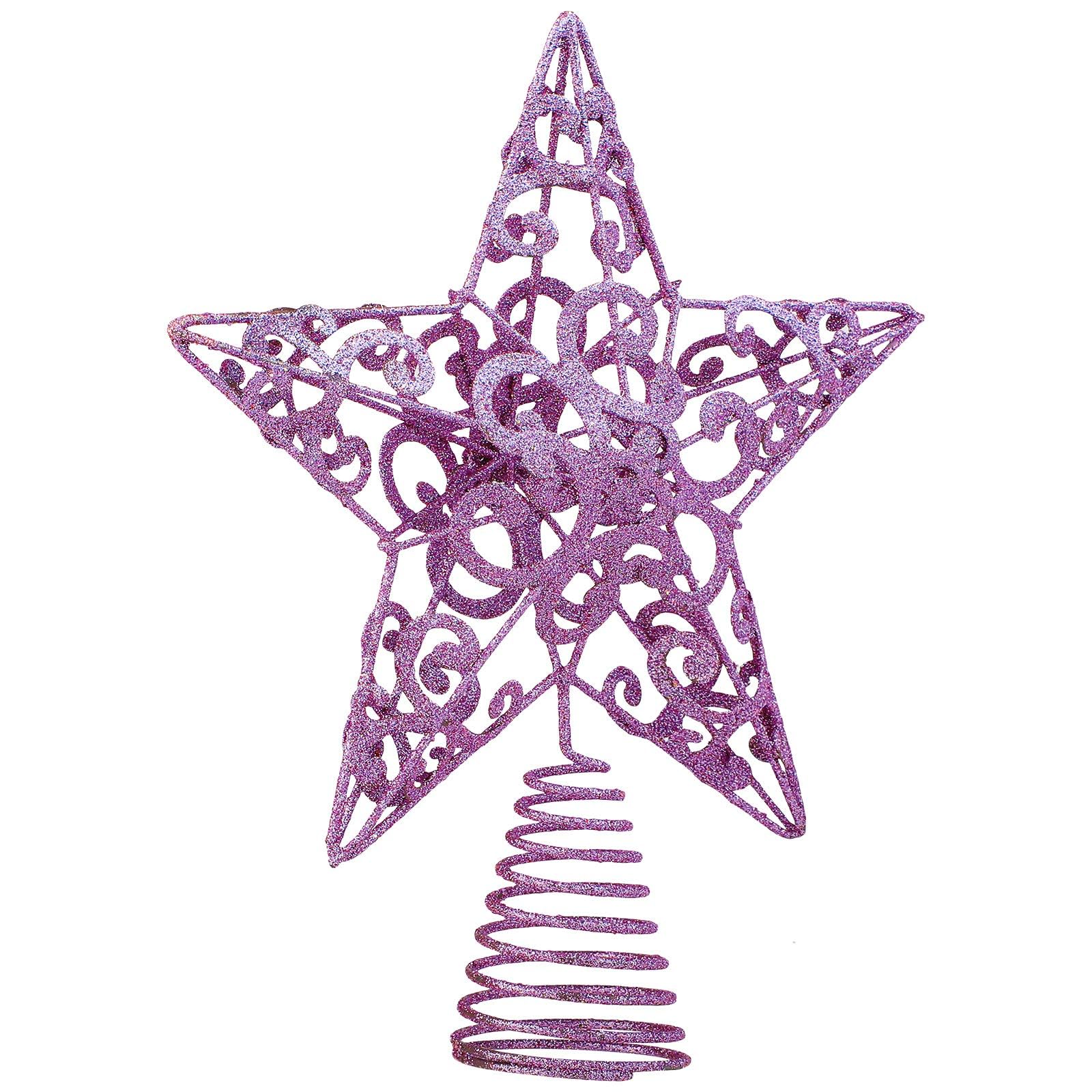 ANECO 10" Metal Glittered Christmas Tree Topper Star Treetop Decoration for Christmas Home Decor (Purple, 10 Inches)
