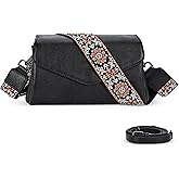 HESHE Leather Crossbody Bags for Women Shoulder Handbags Satchel Purses Lightweight Functional Bags with 2 Adjustable Strap