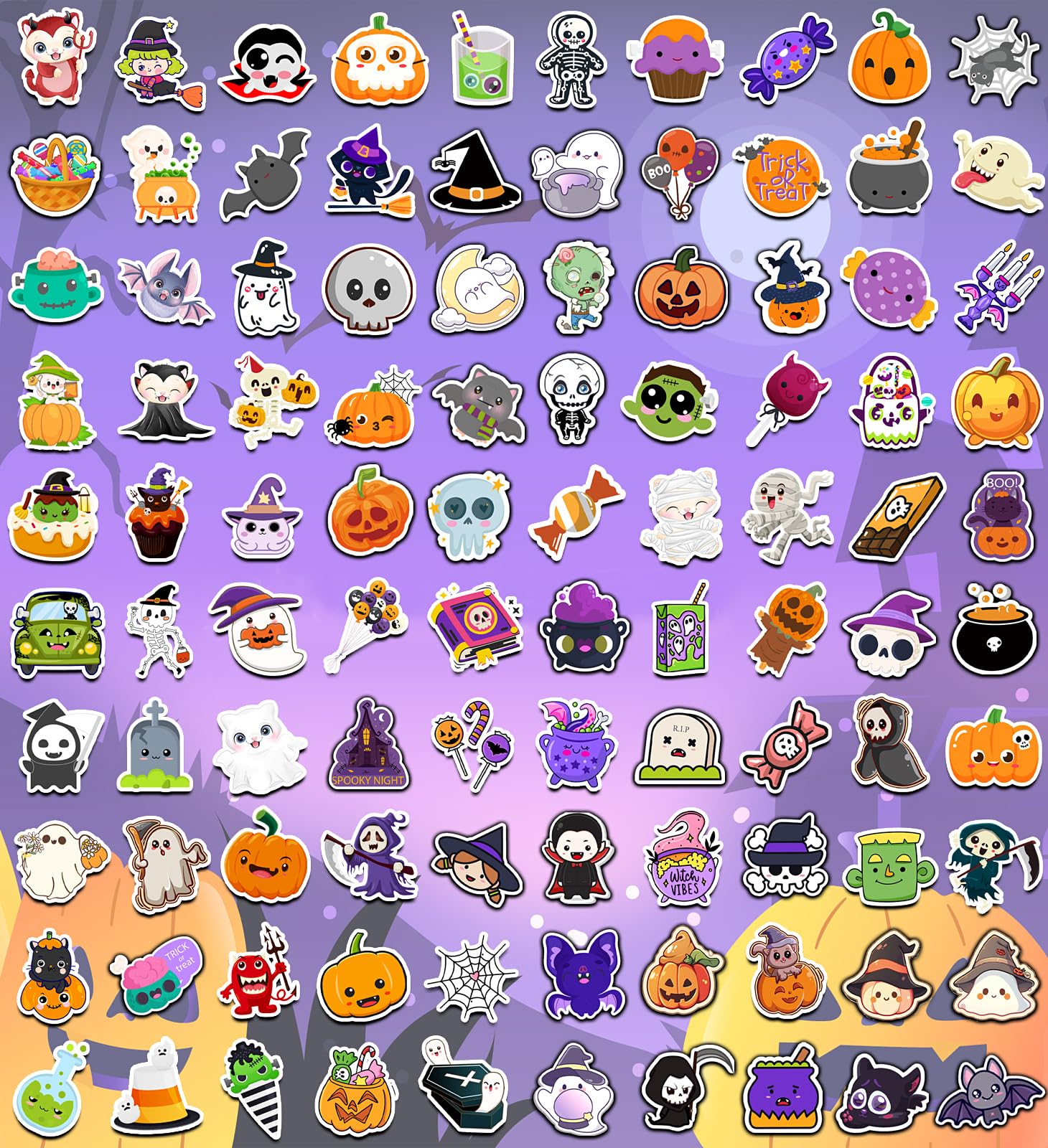 Halloween Party Favors, Halloween Stickers, 100 PCS Non Repeating Vinyl Waterproof Stickers for Kids, Hall-oween Decorations Games Treats Classroom Crafts Gifts Party Supplies