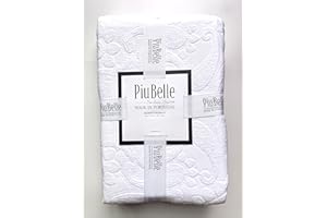 HOME GOODS Piubelle Piu Belle Portugal 100% Cotton-Hotel Luxury Matelasse All Season, Lightweight Quilt Coverlet Bedspread Textured Raised Patterns (Queen (U.S. Standard), Catia), White