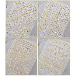 Gold Chains Nail Art Adhesive Stickers, 3D Metallic