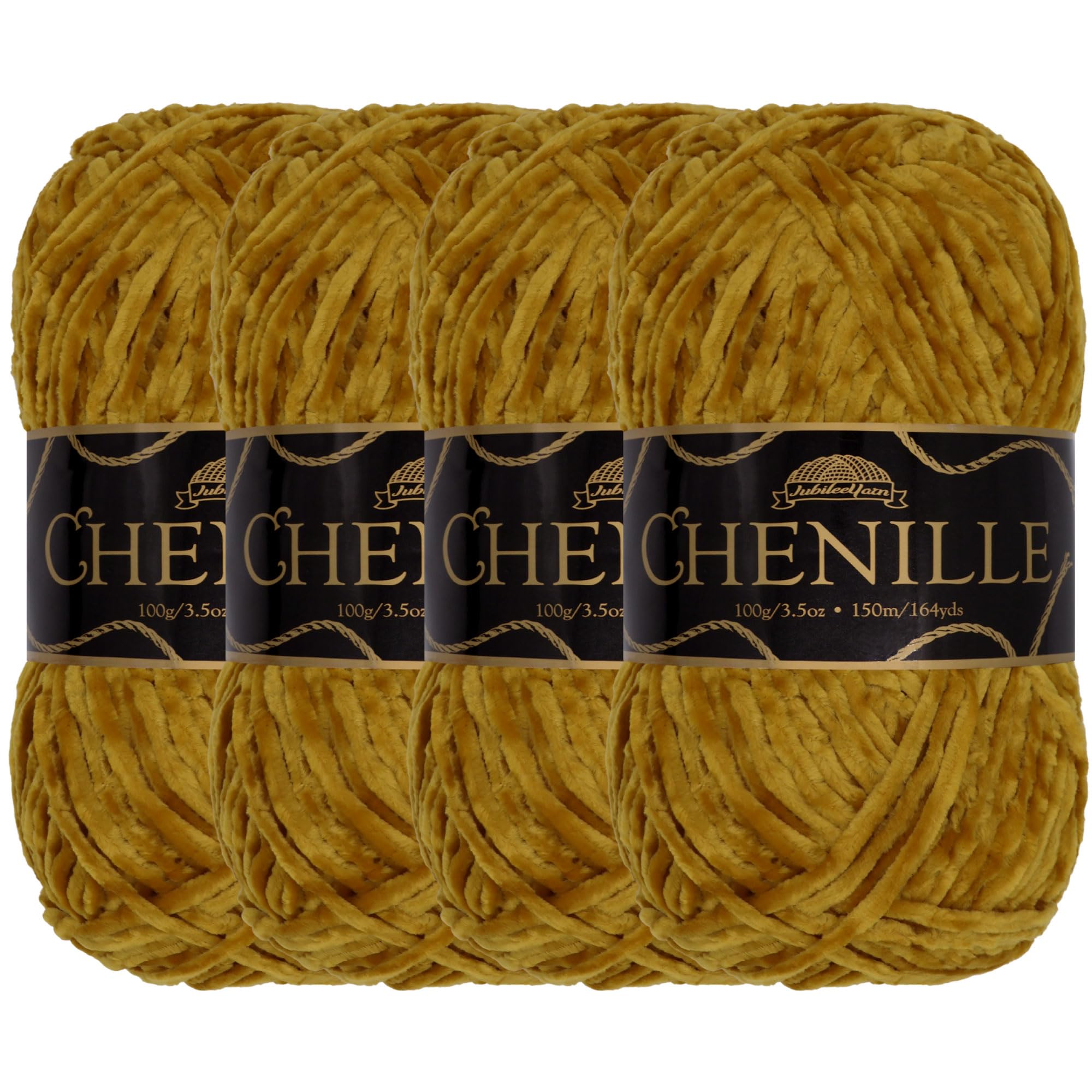 JubileeYarn Chenille Yarn - Worsted Weight - 100g/skein (4 Skeins, 126 Tiramisu)