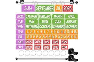 KIDPET Flip Calendar for Classroom, Magnetic Rod for Classroom Whiteboard, Magnetic Calendar for Back to School Bulletin Board, Teacher Kids Colorful Bright Cool Theme Date Paper Composition Decor(Patented)